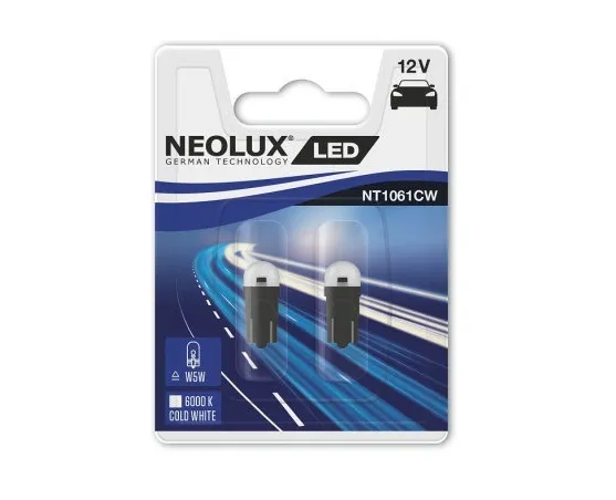 Светодиодная лампа Neolux W5W 12V 6000K LED (комплект, 2шт) T10-NX