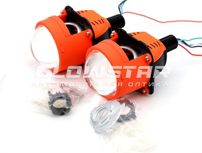 Билед модули M01, 2.5 дюйма, 12v, 5500К, с подсветкой красного цвета Devil Eyes, гаечное крепление (комплект, 2шт) M01