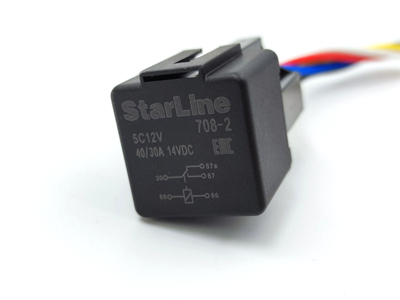 Реле 5 контактное с колодкой Starline (40A/30A, 14VDC), 1шт R-SL-5C