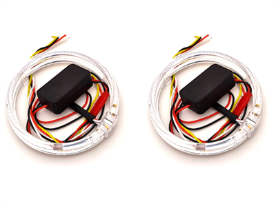 Светодиодные Ангельские глазки Белый + Желтый 95мм 3.0 LED (комплект, 2шт) LED-WY-95mm