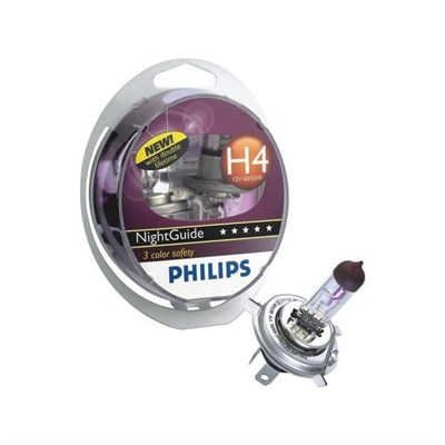 Галогеновые лампы Philips NightGuide DoubleLife H4 (2шт) 360