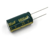 Конденсатор электролитический 25В-6800мкФ (6800uF-25V, -40+105C, 16*30мм) 6800uF-25V
