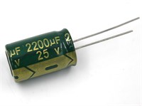 Конденсатор электролитический 25В-2200мкФ (2200uF-25V, -40+105C, 13*21мм) 2200uF-25V